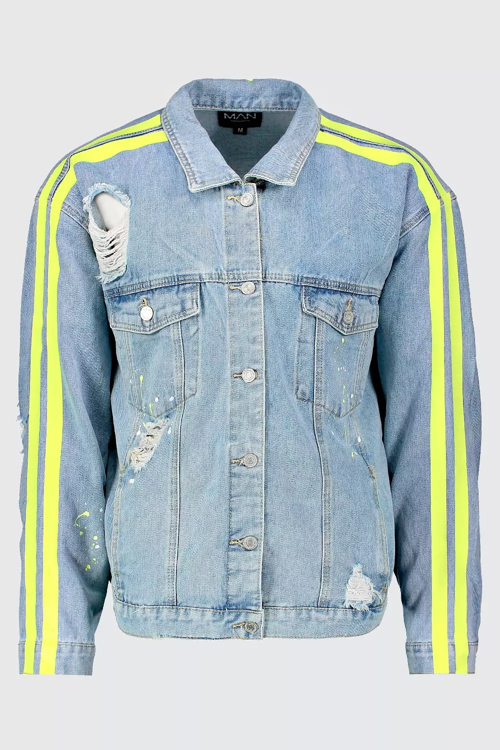 Denim jacket yellow stripe store